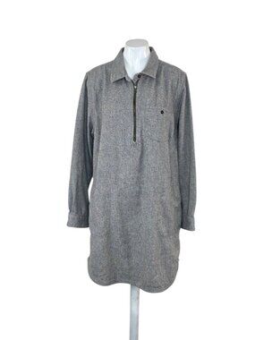 Toad & Co Bodie 1/4 Zip Long Sleeve Dress, Mini, Grey, Tunic, Size Large